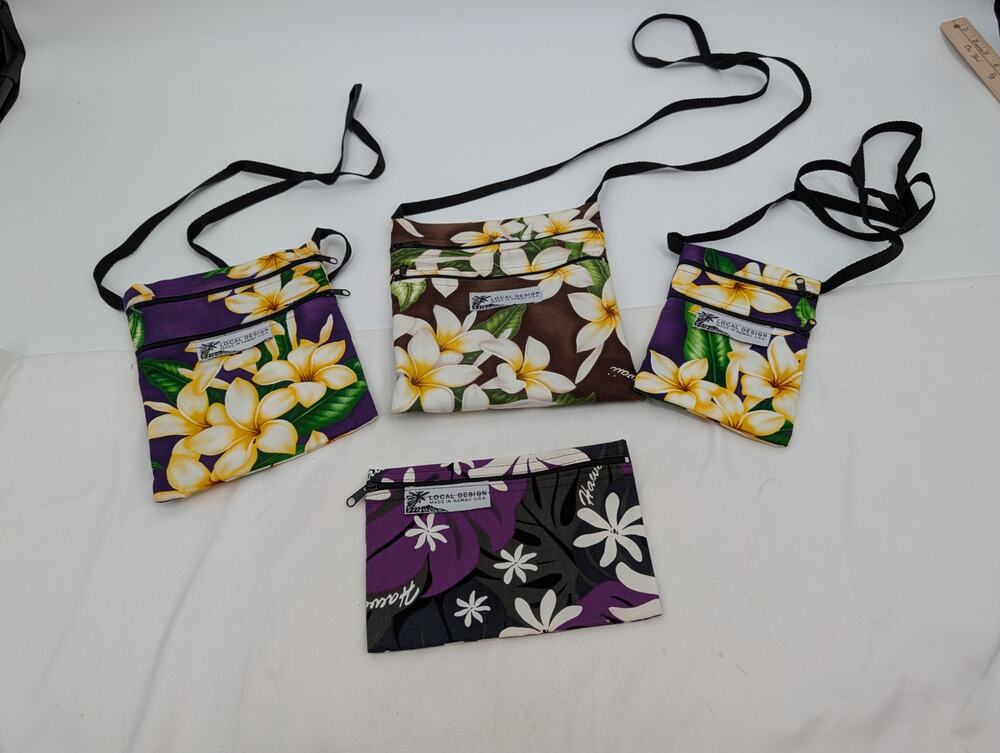 Bundle! Local Design Made in Hawaii 3 Crossbody Diff Sizes/Pouch Bag Floral